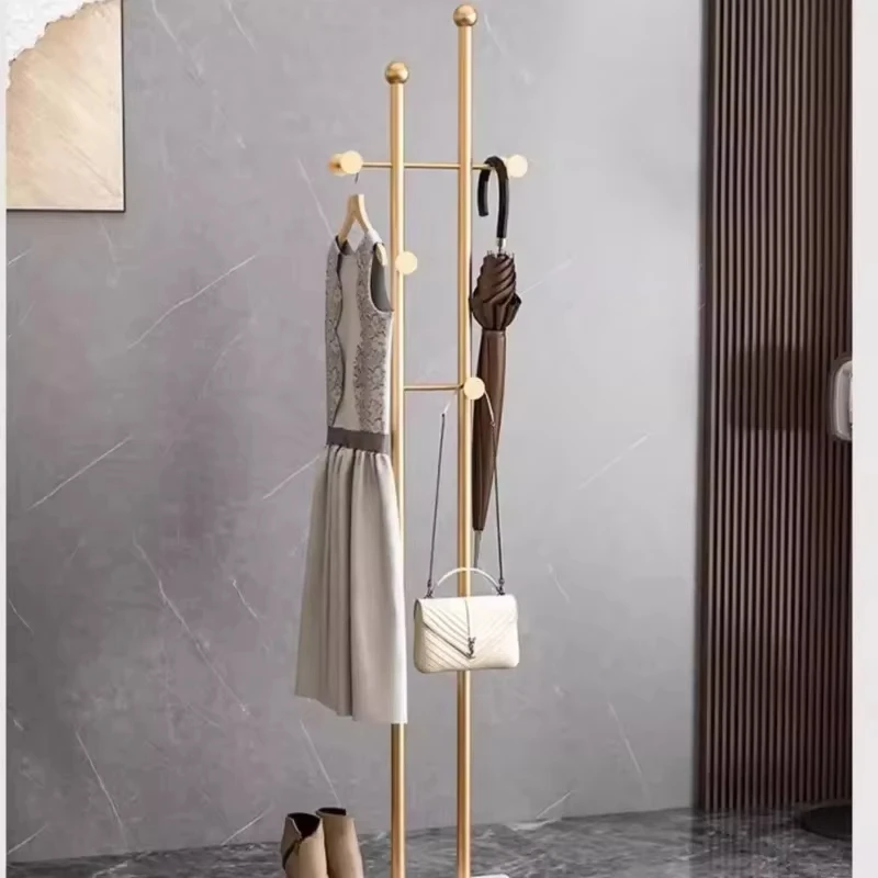 Nordic Wind Double Grid Standing Coat Rack Family Living Room Bedroom Bedside Clothes Hanger Porch Fashion Floor Metal Hanger