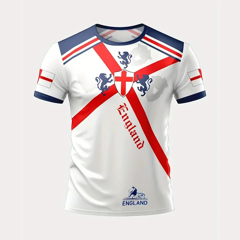 

Летняя мужская футбольная футболка с флагом Англии, повседневные спортивные футболки с 3D принтом и короткими рукавами, модные детские футболки на открытом воздухе, топ