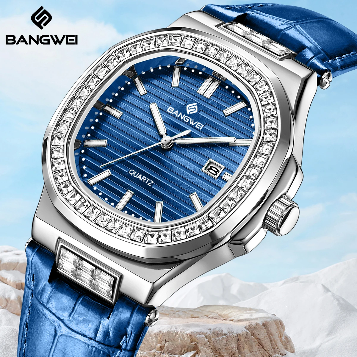 Часы BANGWEI, женские роскошные деловые светящиеся часы с датой, женские часы, кварцевые винтажные часы, модные элегантные женские наручные часы