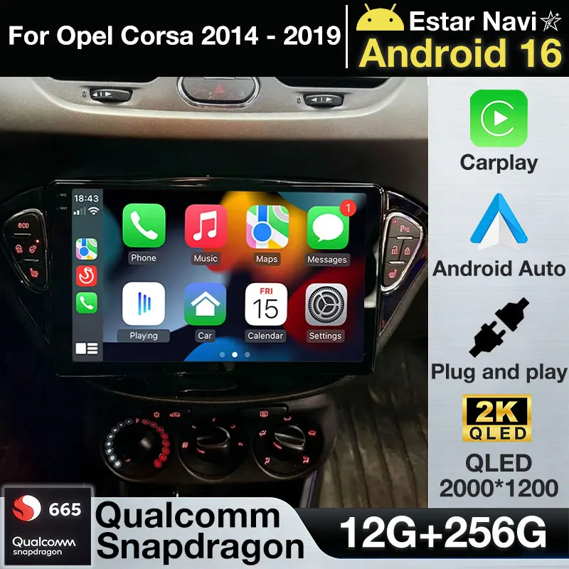 Android 16 Wireless Carplay For Opel Corsa 2014 - 2019 360 Camera Audio Car Radio Head Unit Player Video Auto 2din BT Stereo GPS