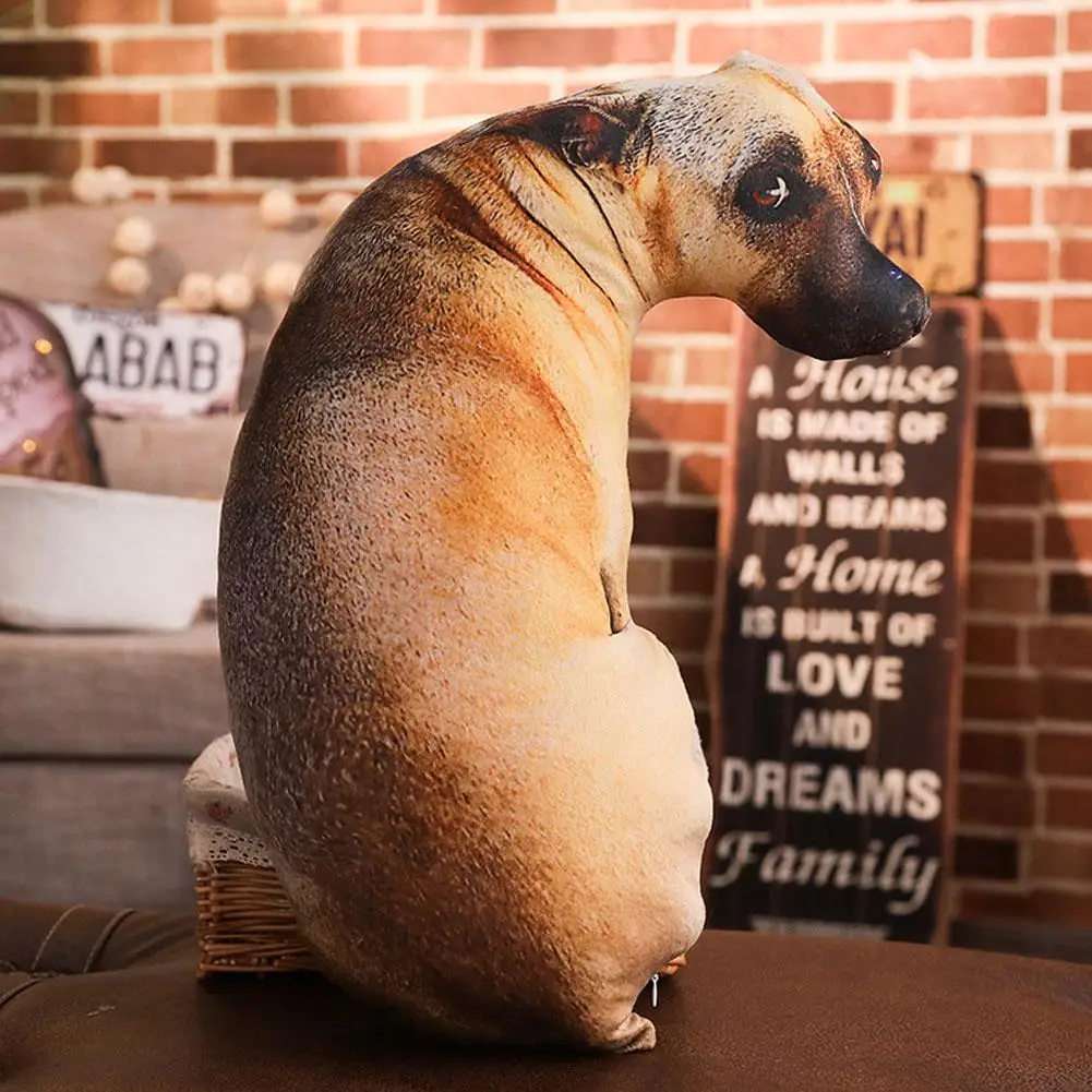 Zacht levensecht dieren sierkussen 3D-geprint grappige hond hoofd sierkussen schattige hond vorm decor voor thuiskantoren