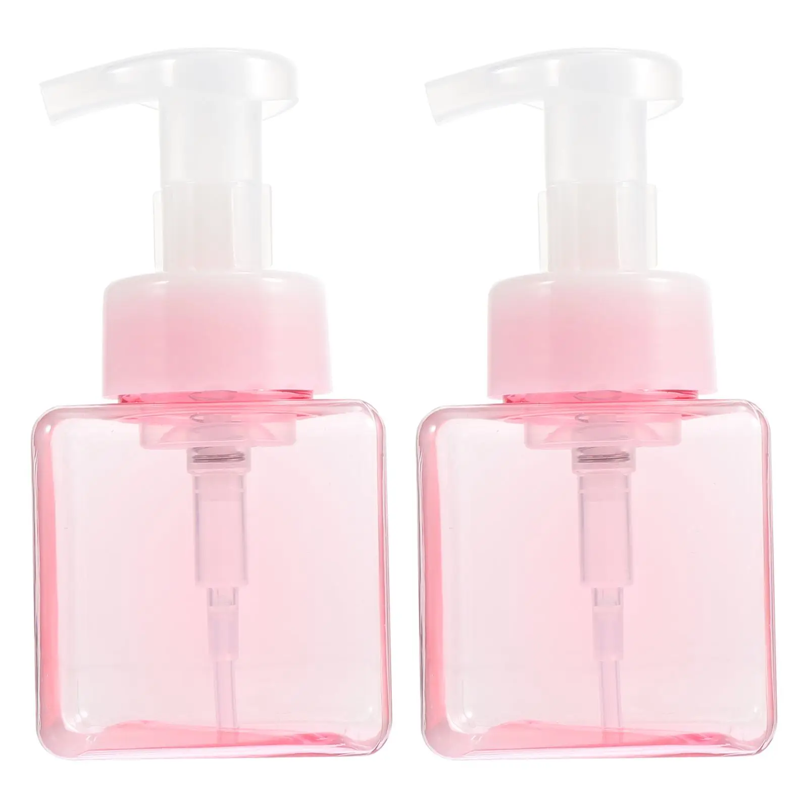 2 Pcs Sparkling Bottle Square Empty Lotion Bottles Body Pink Plastic Travel Size Foamer