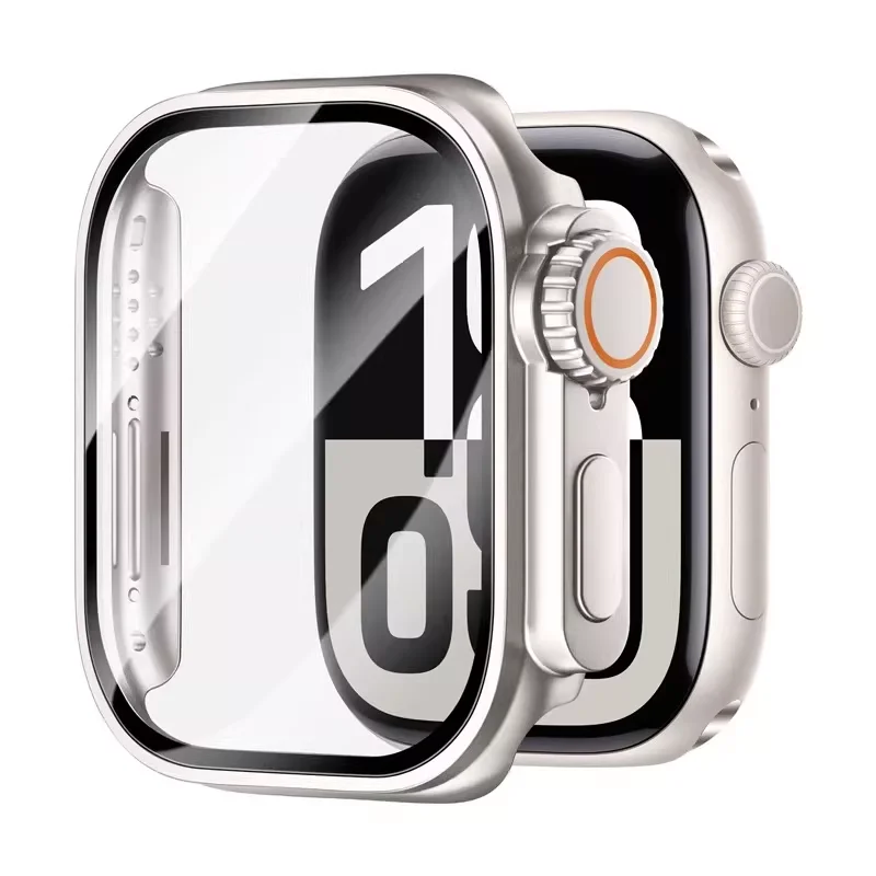 for Apple Watch Case 46mm 45mm 44mm 42mm 46/40/38mm Screen Protector PC Cover+Glass Series 12 11 10 9 8 7 SE Instantly To Ultra