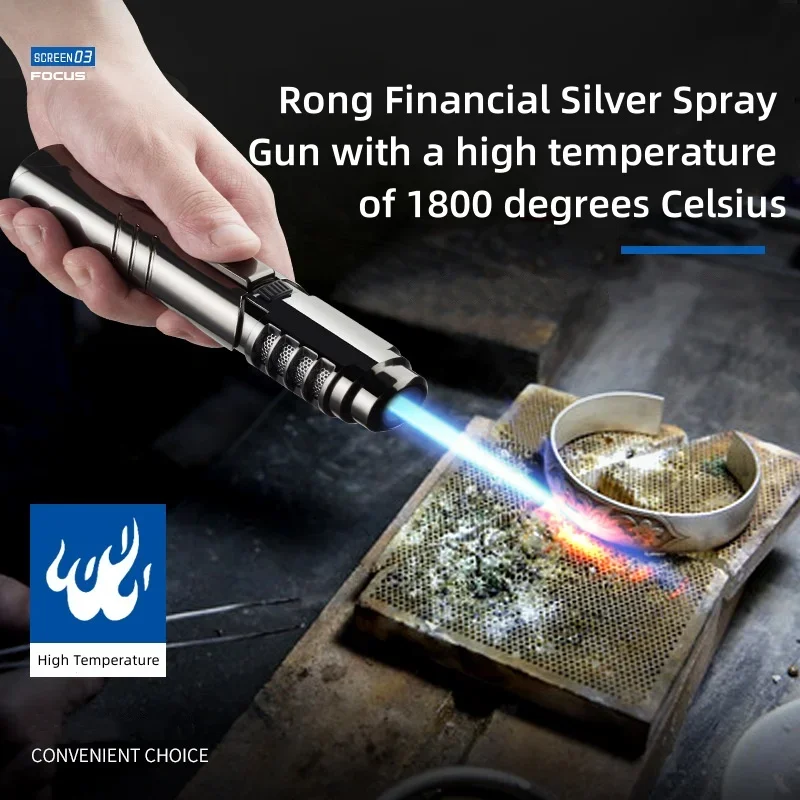 1800°High Temperature Spray Gun Butane Gas Lighter Metal Outdoor Windproof Blue Powerful Flame Torch Jet Lighter Welding Tool