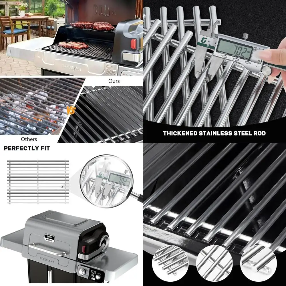 

Решетки для гриля из нержавеющей стали 7 мм премиум-класса — прочные, легко моются, сохраняют тепло, улучшают качество гриля, комплект из 2 штук