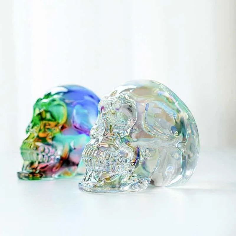 Crystal Glass Skull Ornament Horror Decoration Little Skull Halloween Grimace Decoration Shooting Props Home Accessories  Decor