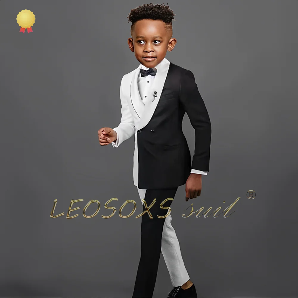 Meninos Color Block Dress Suit, terno Slim Fit, gola xale, adequado para casamento, meninos de 3 a 16 anos, conjunto de 2 peças