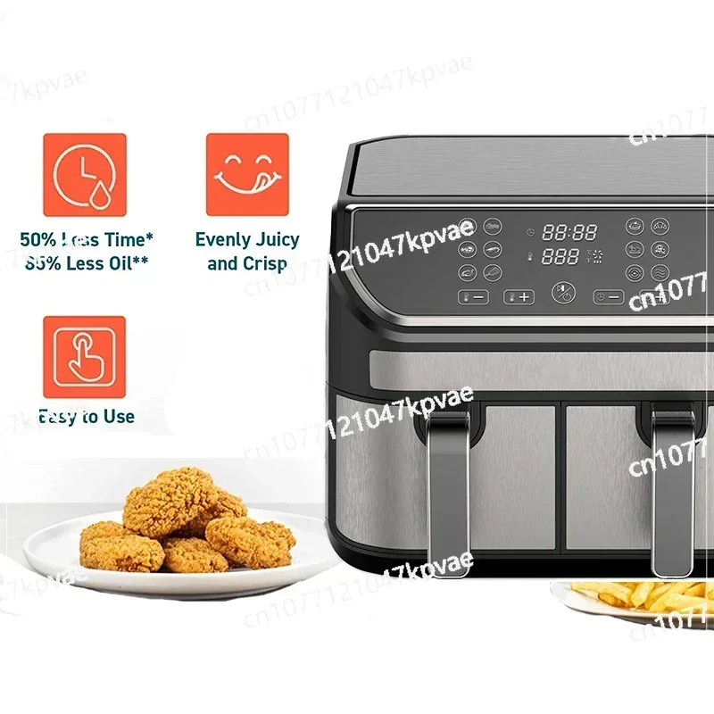 New Double Air Fryer with Dual Basket Smart Multi Function Two Dual Zone 2 Basket 9L Quart Air Fryer