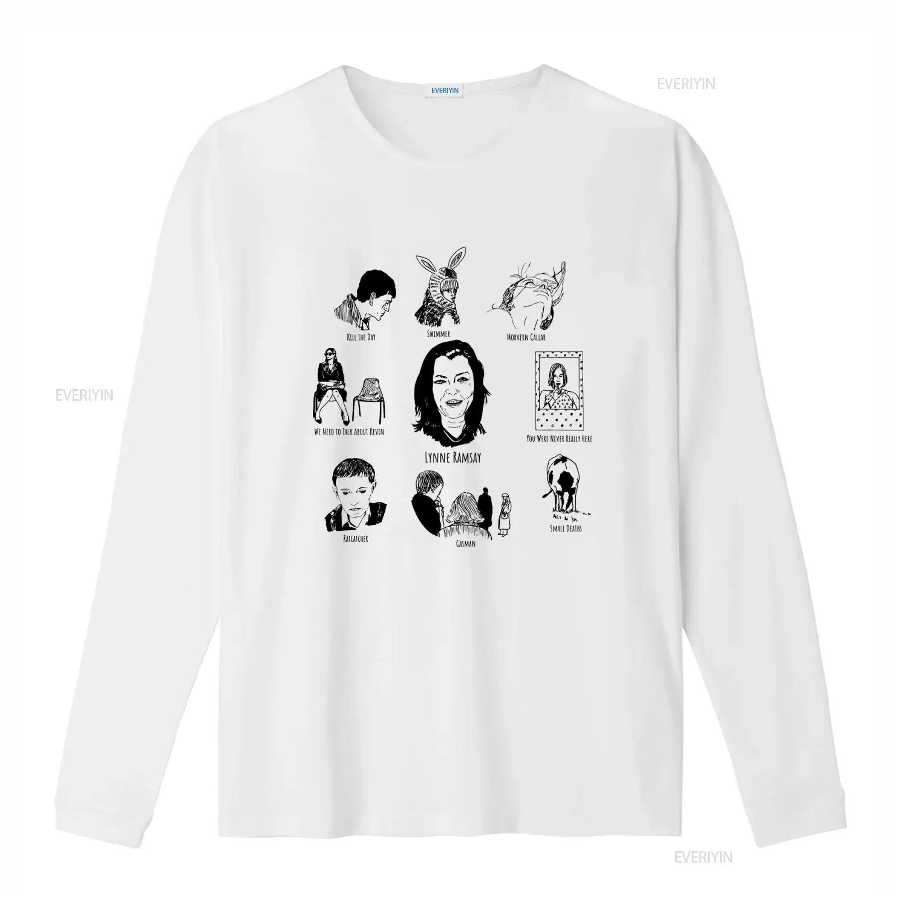Lynne Ramsay T Shirt Grey White Movie Art Print Fashionable Comfortable vintage Washed designer clothes Versatile Casual