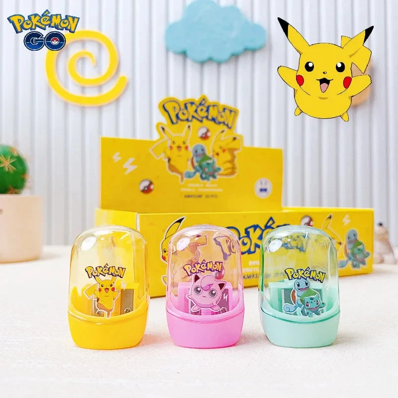 Anime Pokemon Pikachu Cartoon Figures Double Hole Pencil Sharpener Children's Pencil Sharpener Stationery Eraser Kids Toys Gifts