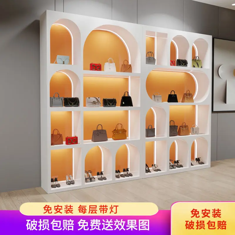 Beauty salon cosmetics product display paint live stream cabinet shoes bag display cabinet figure window