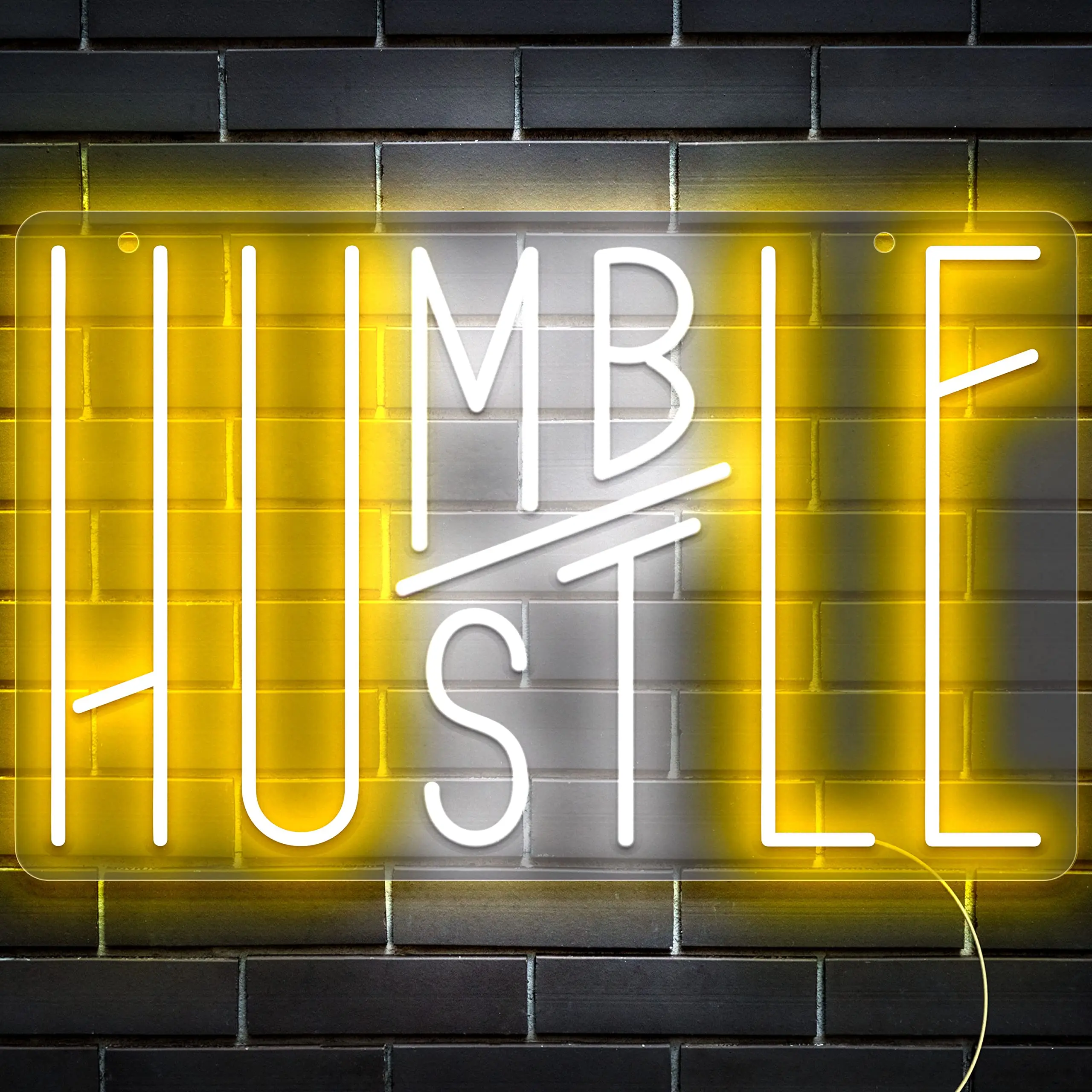 Hustle LED Neon Sign for Wall Decor Humble LED Neon Lights Party Decorations USB Powered Switch LED Neon Lights for Office Room