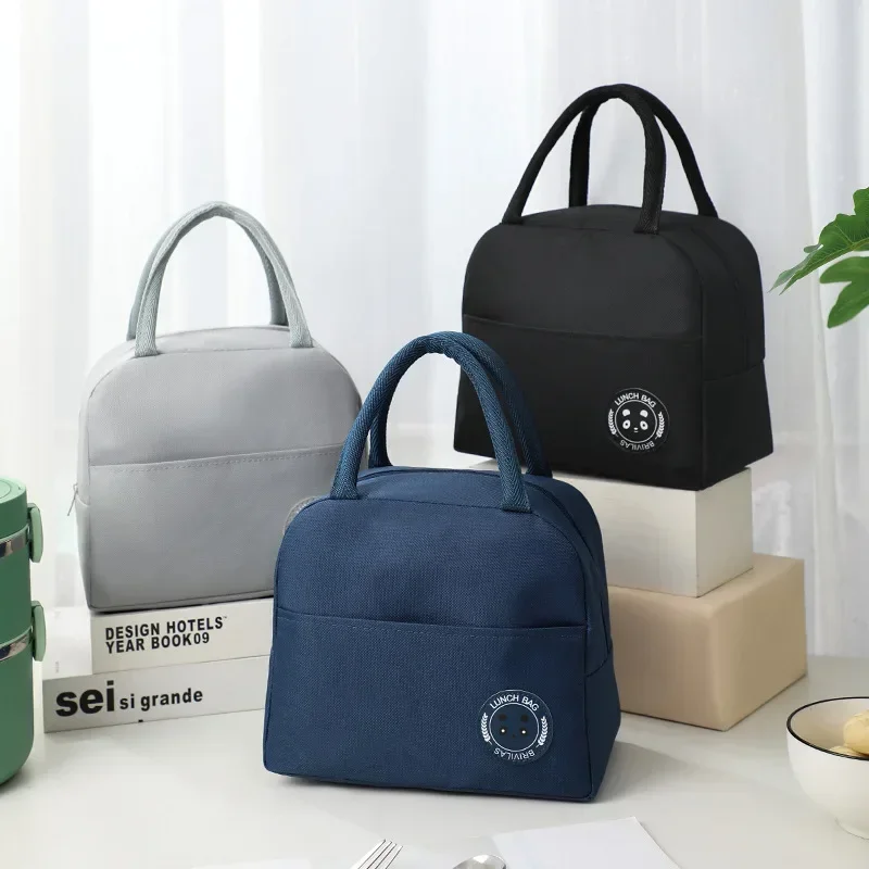 Bolsa de almuerzo portátil, fiambrera con aislamiento térmico impermeable, bolsa Bento, bolsa aislante para cena, bolsa de almuerzo bonita y gruesa para estudiantes