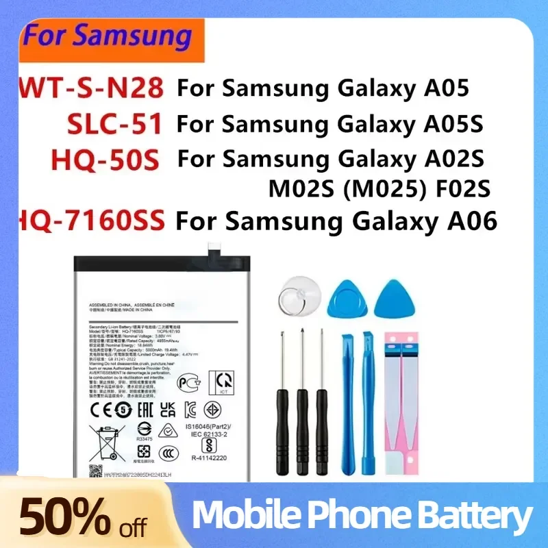 HQ-7160SS WT-S-N28 SLC-51 HQ-50S Battery For Samsung Galaxy A05 A05S A02S M02S (M025) F02S Galaxy A06 Mobile phone Batteries