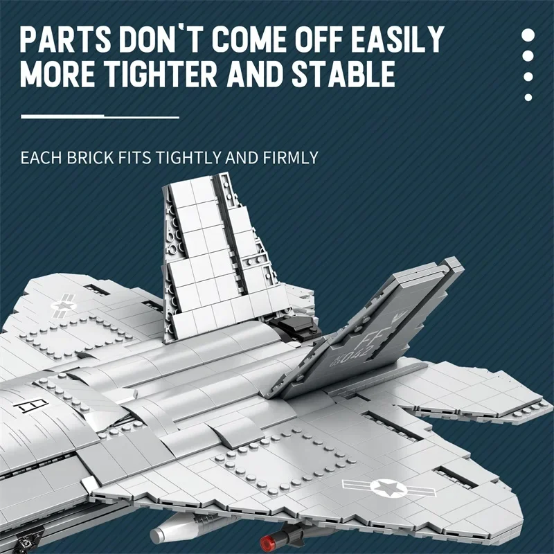 1729 pçs F-22 stealth lutador blocos de construção força aérea combate aeronaves modelo tijolos decoração desktop brinquedos diy para crianças presentes