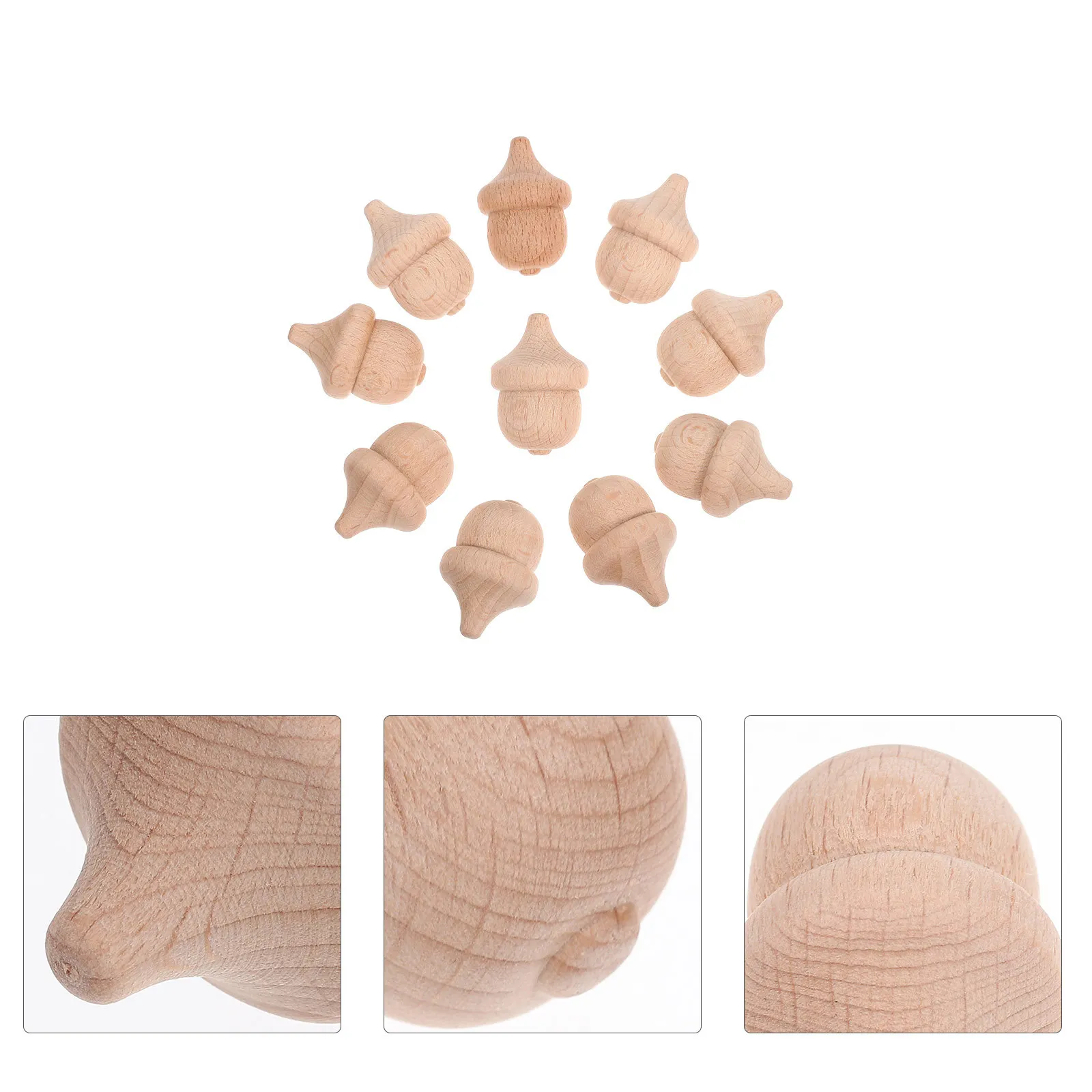 10 pièces non peint gland artisanat en bois pour enfants peinture à la main décor à la maison Graffiti gland enfants artisanat activité bois inachevé