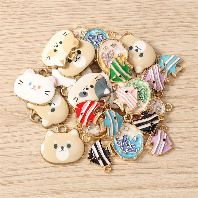 10 Stück niedliche, gemischte Emaille-Anhänger in Tierform (Katze, Fisch, Schmetterling) zum Basteln von Halsketten, Ohrringen, Armbändern, DIY-Bastelarbeiten, Schmuck und Geschenken – Detail 4