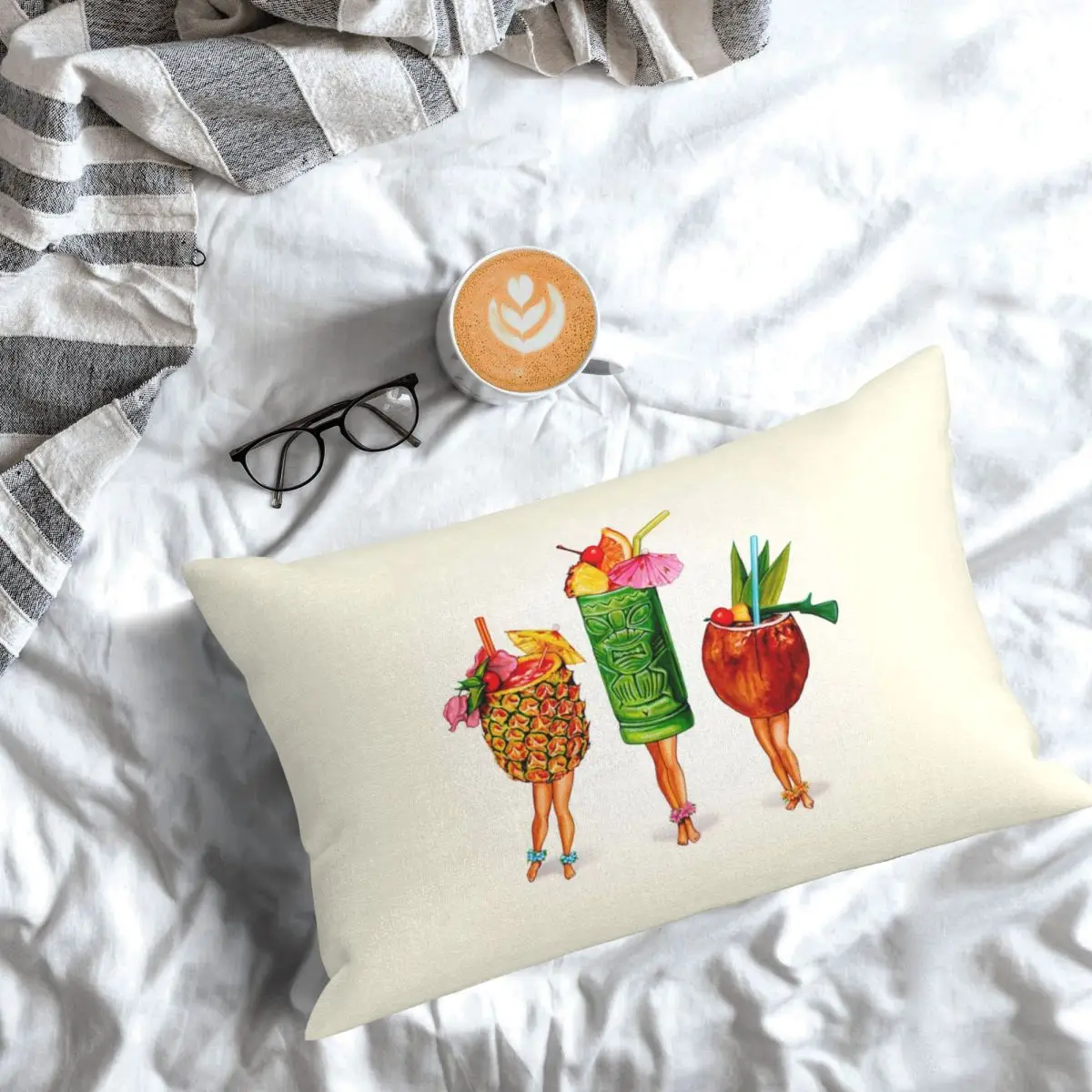 Tiki Cocktail Pin-Up Rectangle Pillowcase Cushion Cover Decor Bedroom Bed Home Comfort Throw Pillow