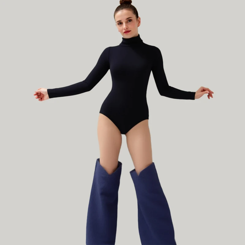 Justaucorps de Ballet pour femmes, col roulé, manches longues, justaucorps de danse, fermeture éclair au dos, vêtements de danse, Costumes d'halloween pour adultes