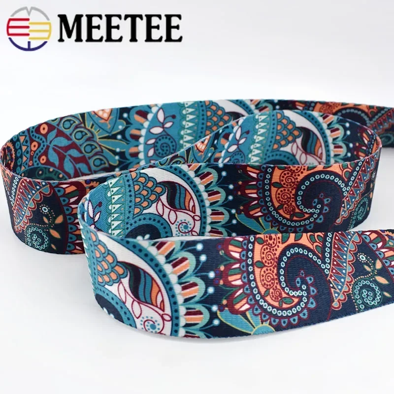 5M/10M 38mm Fashion Print Ethnic Jacquard Webbing Bags Strap Ribbon DIY Textile Clothing Belt Decor Sew Accessory RD033