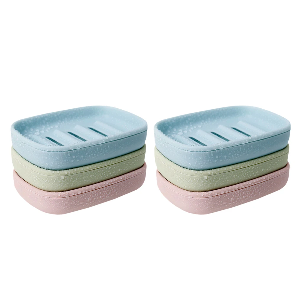 

6pcs Plastic Soap Box Double Layer PP Draining Dishes Household Storage Water Drainage Simple Design Non Metal Portable Soap