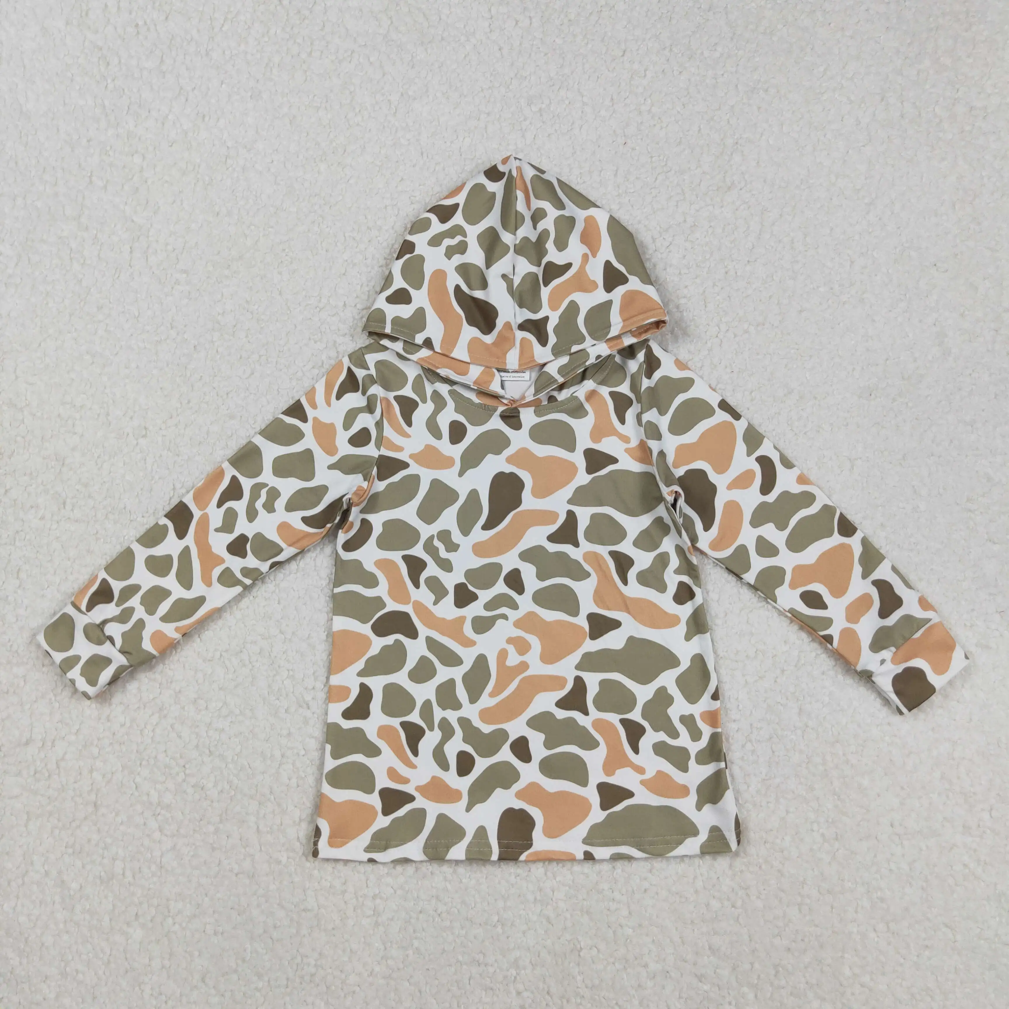

8.29y Orange Green Camouflage Fall Boys Long-Sleeved Hooded Top Wholesale Boutique New Arrivals for Kids
