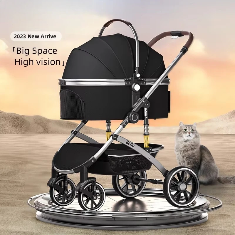 Luxury High Quality Detachable Pet Dog Stroller Safety Pet Travel with 4 Wheels Large Trolley