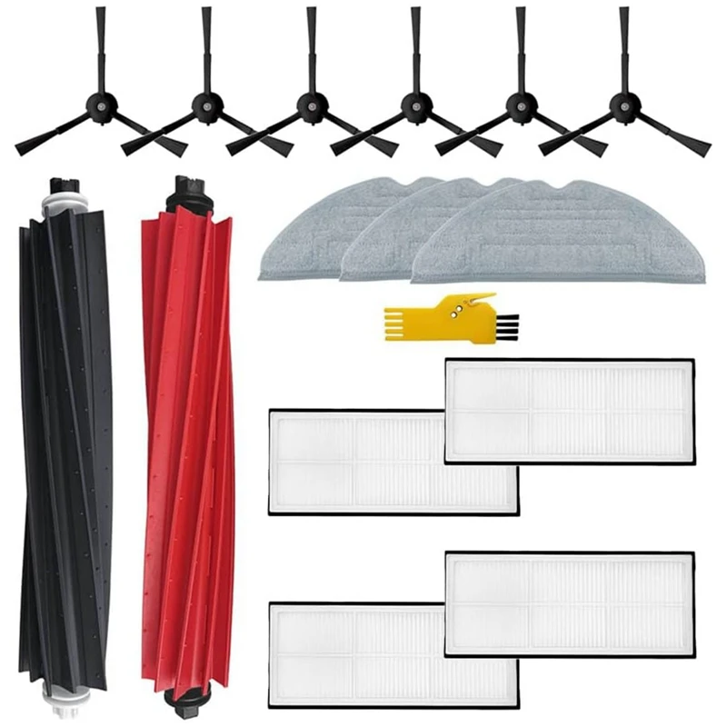 قطع غيار ملحقات بديلة لمجموعة ملحقات روبوت المكنسة الكهربائية Roborock S8 Pro Ultra مجموعة واحدة من الفرش الدوارة والمرشحات