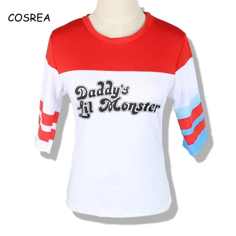 Disfraces de Cosplay de alta calidad, camiseta de Suicide, pantalones cortos, Joker, papá, Lil Monster, payaso, estampado, Halloween, Carnaval, Verano