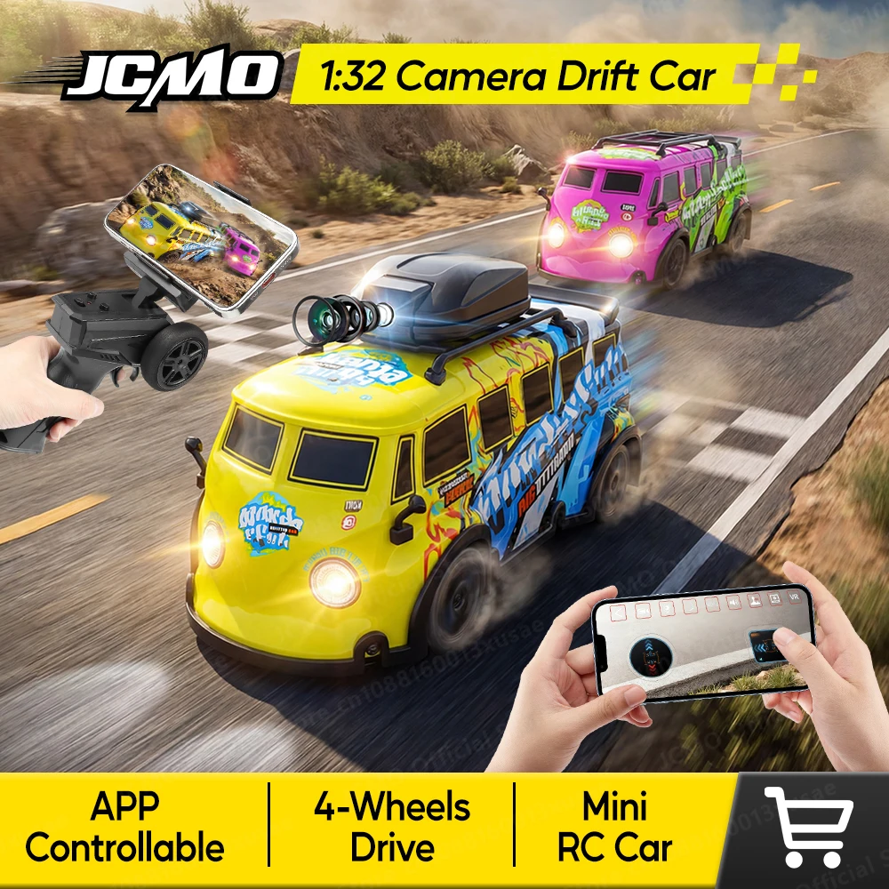 JCMO Camera Drift Car 1:32 Scale Four-Wheel Drive App Controllable Toy HD Camera Speed Adjustable Racing Car for Children New