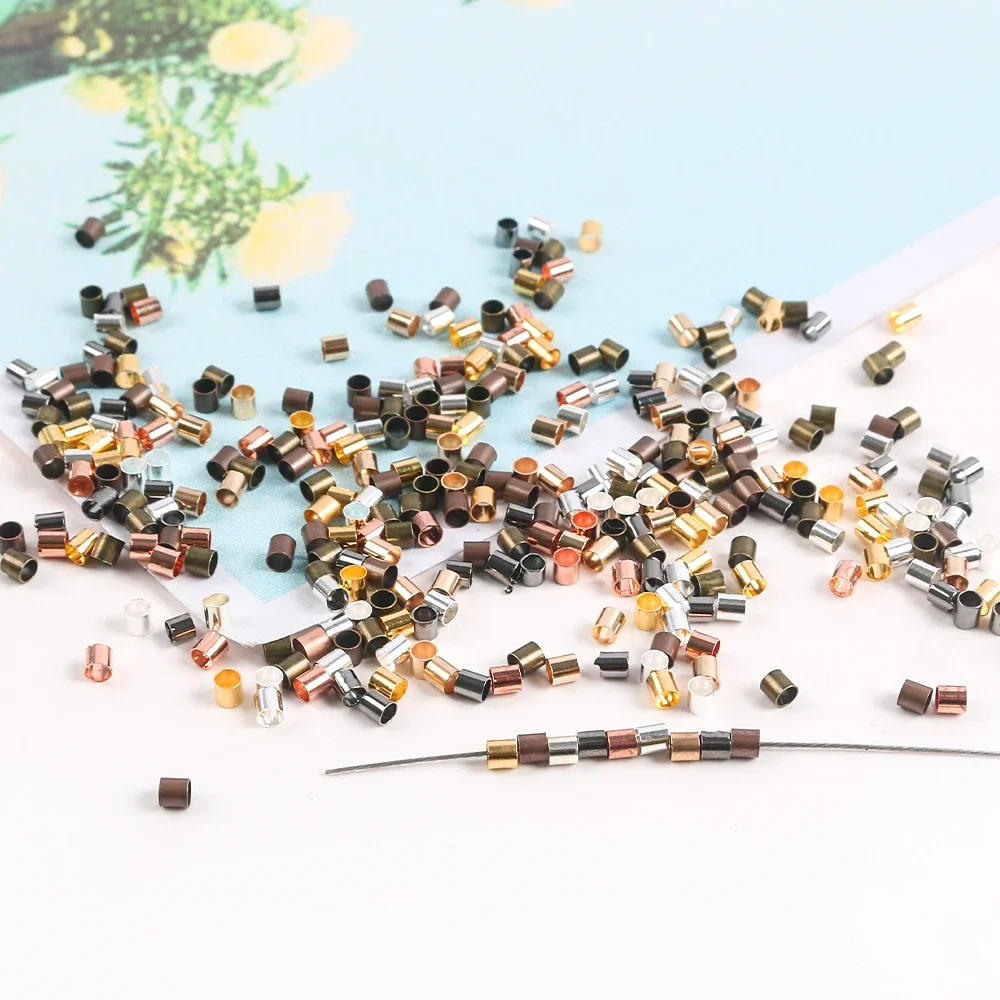 300 шт. 1,5 2,0 2,5 мм, золотые медные трубки, бусины с обжимными концами, пробки, бусины-разделители для изготовления ювелирных изделий, принадлежности для ожерелья