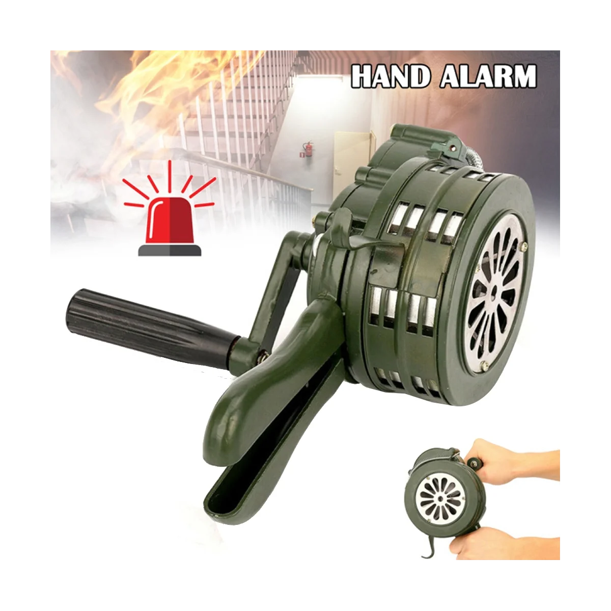 Emergency Hand Crank Siren Horn 110DB Manual Operated Warning School Shopping Fire Air Raid Safety Alarm System