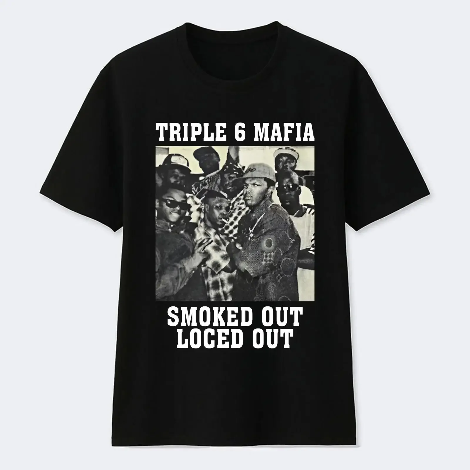 Hot Three 6 Mafia Smoked Out Loced Album new black S 234XL T Shirt THA1092 vintage Washed Stretched designer clothes Versatile