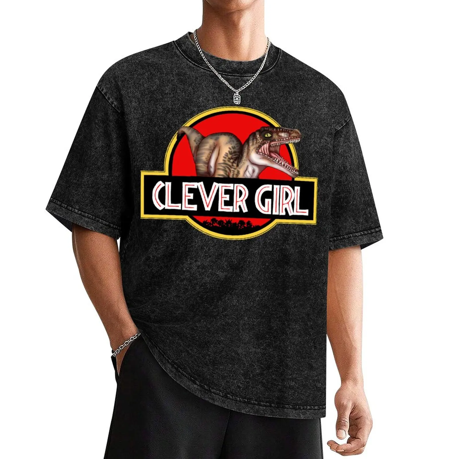 Jurassic Park The big one Velociraptor Clever Girl logo T-Shirt blacks animal prinfor boys Men's t shirts