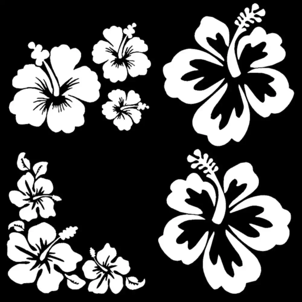 Fashion Car Stickers Hawaiian Hibiscus Flower Modeling Cars Motorcycle Sunscreen Waterproof Creativity Vinyl Decals,15CM*15CM