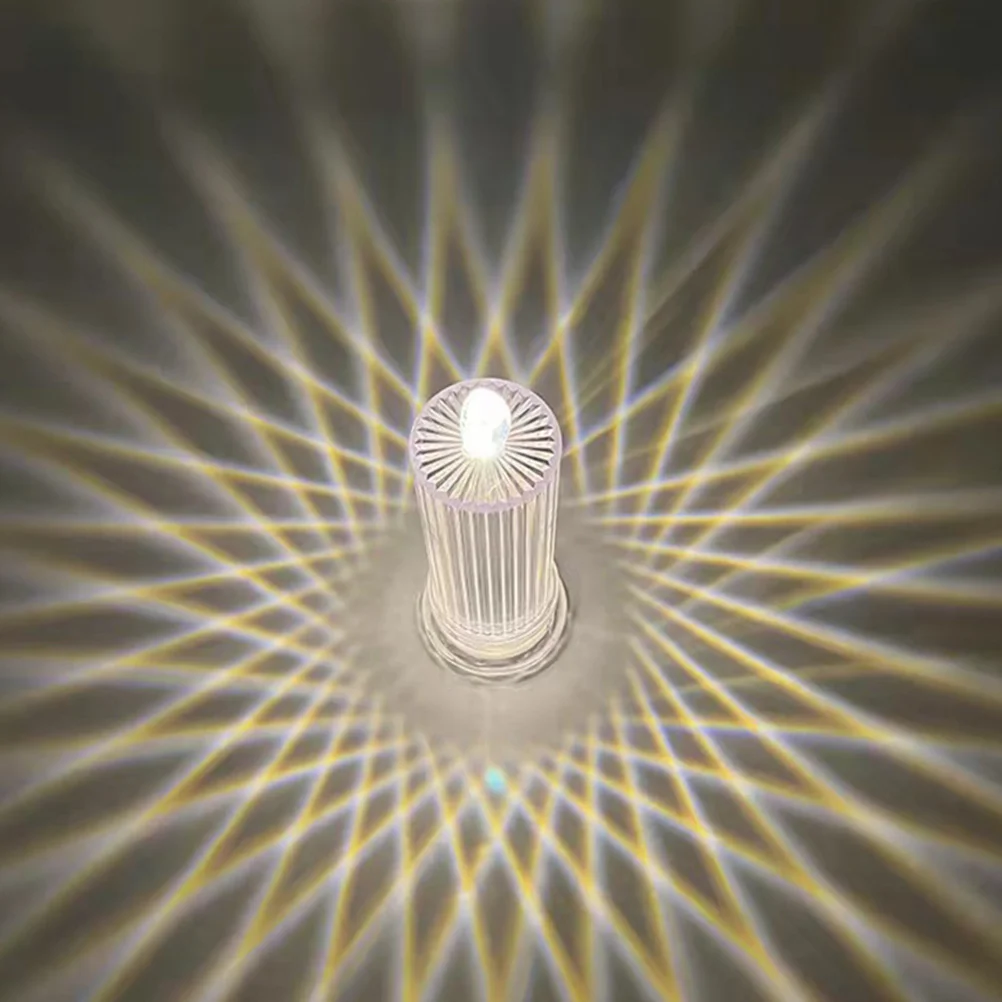 2 個の LED ライト耐久性のある家の装飾滑らかな表面クリエイティブな屈折パターンデスク用電気ランプ