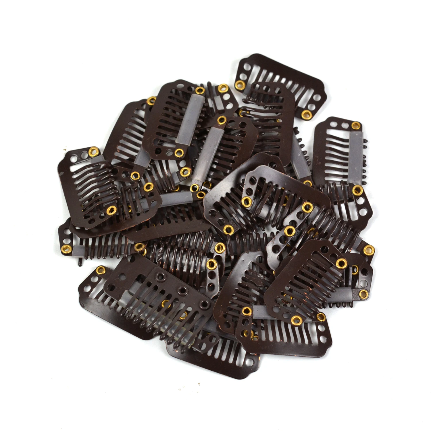 24 Pcs 9-teeth Beige/Brown/Black Hair Extension Clips Hair Extension Wigs Snap Clips Comb Small Snap Wig Accessories Clips