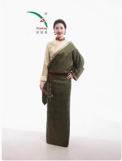 Robe tibetano feminino xizang chinês, roupas tibetanas espessadas de pelúcia