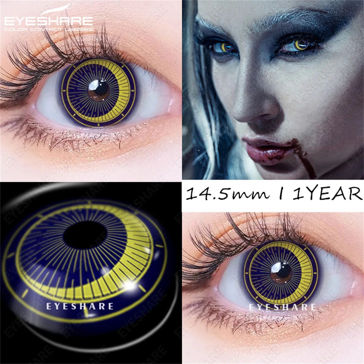 EYESHARE Halloween Color Contact Lenses For Eye Red Crazy Lenses Cosplay Contact Lenses Eyes Beauty Makeup Lens Year 1pair(2pcs)
