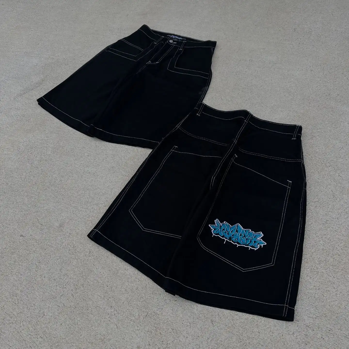 

Harajuku Gym Embroidery Jeans Basketball Baggy Retro Denim Shorts Letter Graphic Y2k Wexwear Skateboard Streetwear Women Shorts