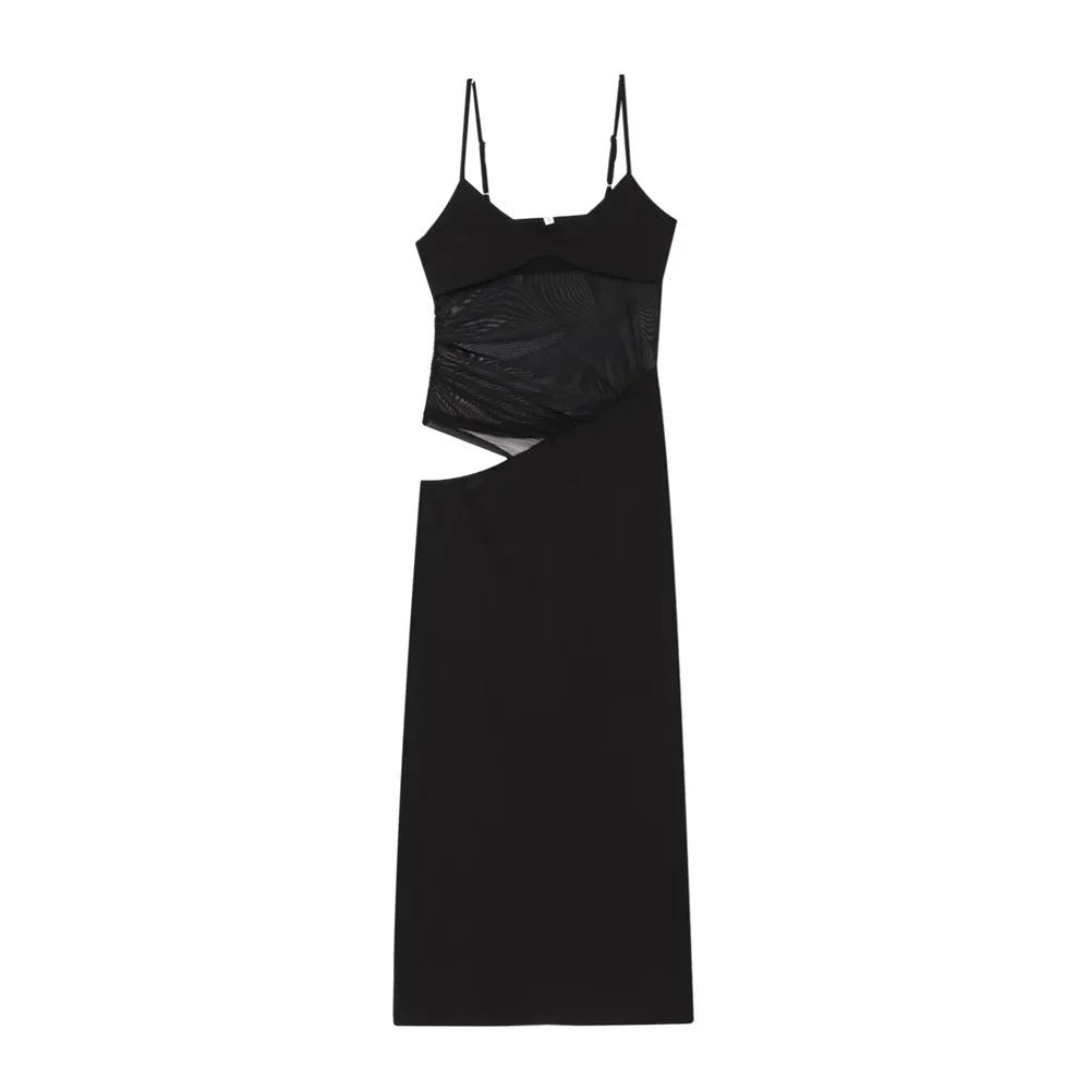 

LIBIELIY Women's Hollow Black Strap Skirt Solid Color Backless Decoration Spring/Summer Casual Women's Wear