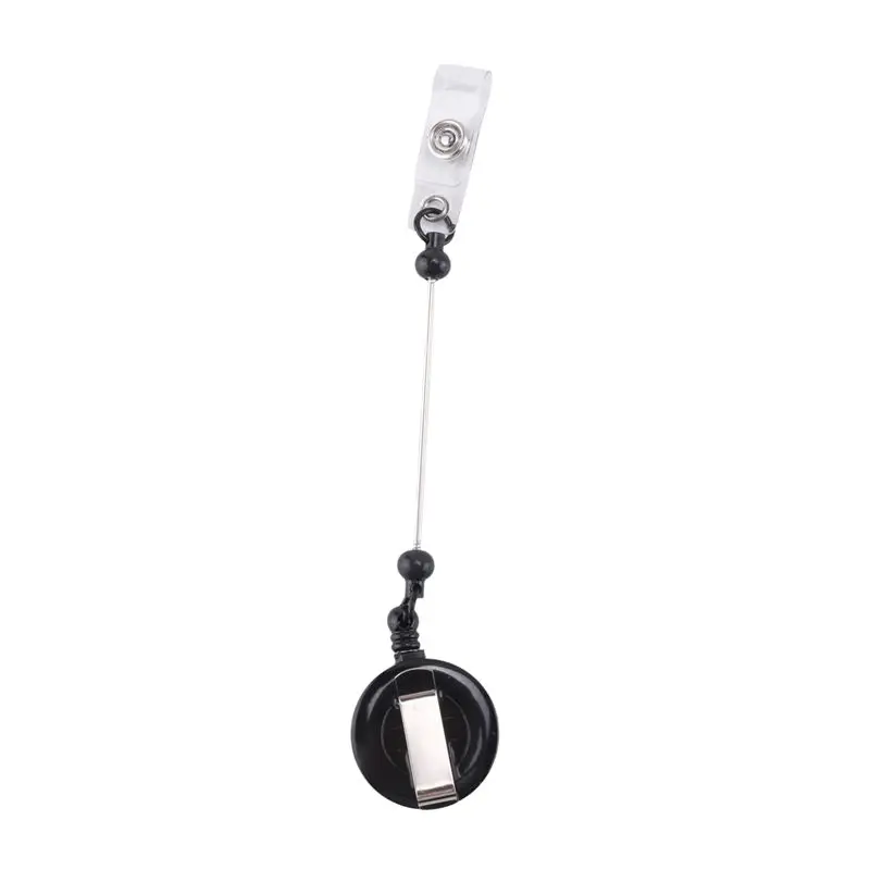 QWE-24 Pcs Beadable DIY Badge Reel Kit Retractable ID Name Badge Reel Clips Holder For Beads Blank Bar With Belt Clip, Black