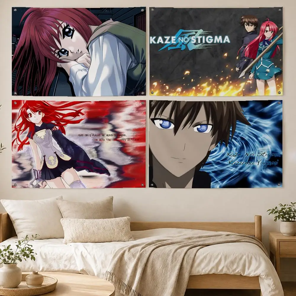 Super Anime Kaze no Stigma Flags Room Bedroom Home Outdoor Wall Hanging Concert Printed Background Decoration Art Banne