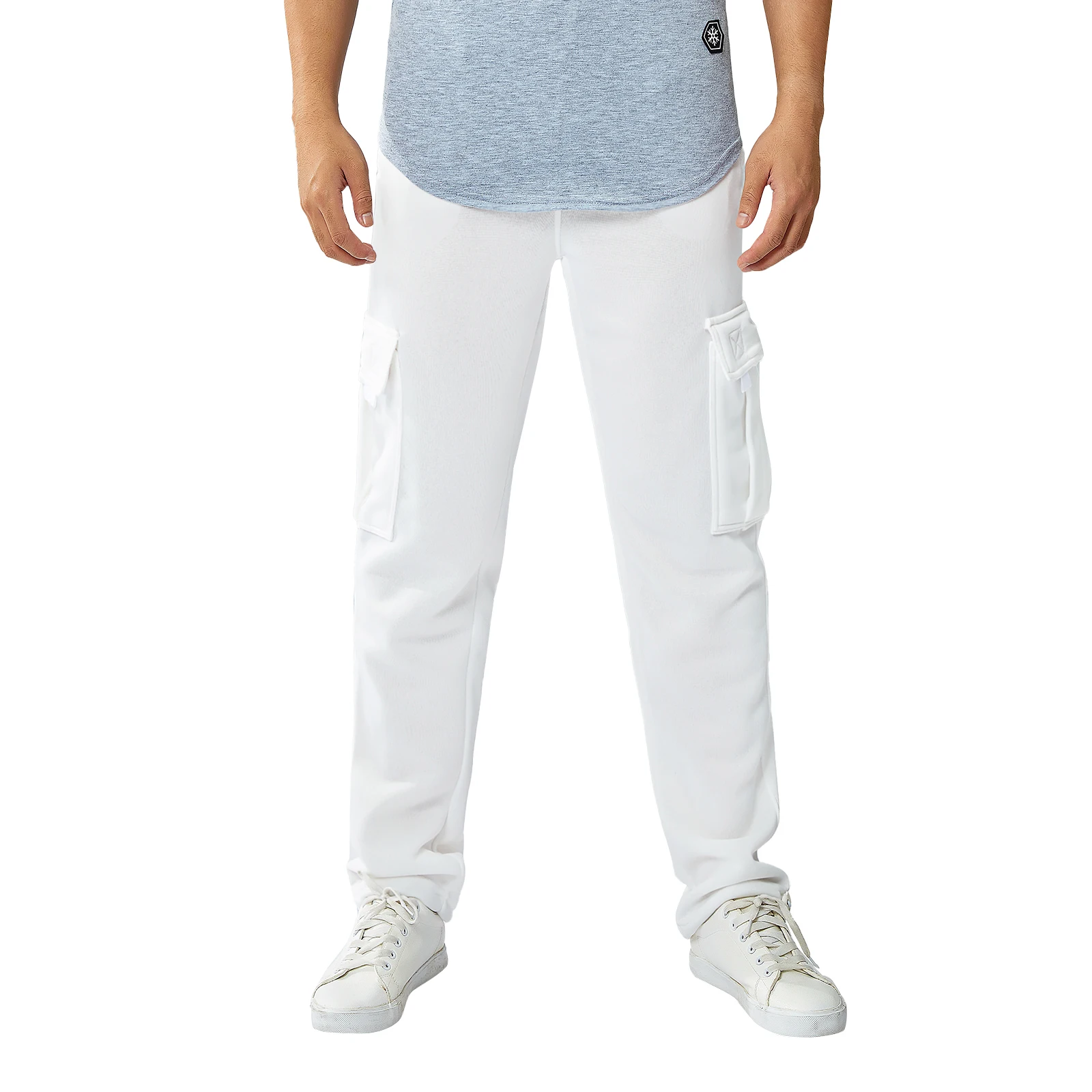 

2026 Fashion Male Casual Pants Spring Man Solid Color Loose Casual Pants Pocket Drawstring Design Elastic Waist Long Trousers