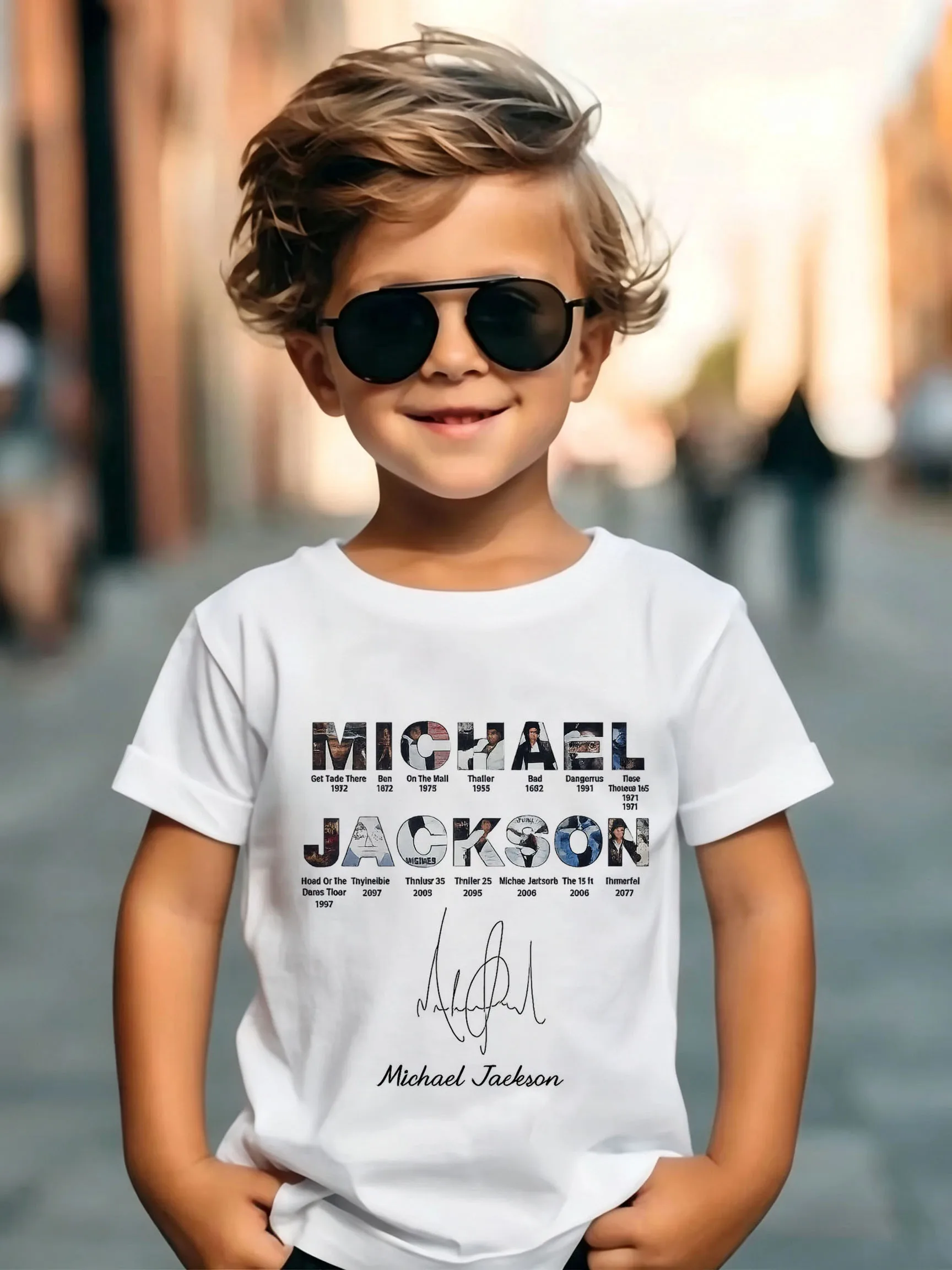 Michael Jackson Modern Redesign T-shirt Men and Women Summer Cotton Y2K Clothing Fashion Round Neck Short Sleeved Tee Fan Gifts