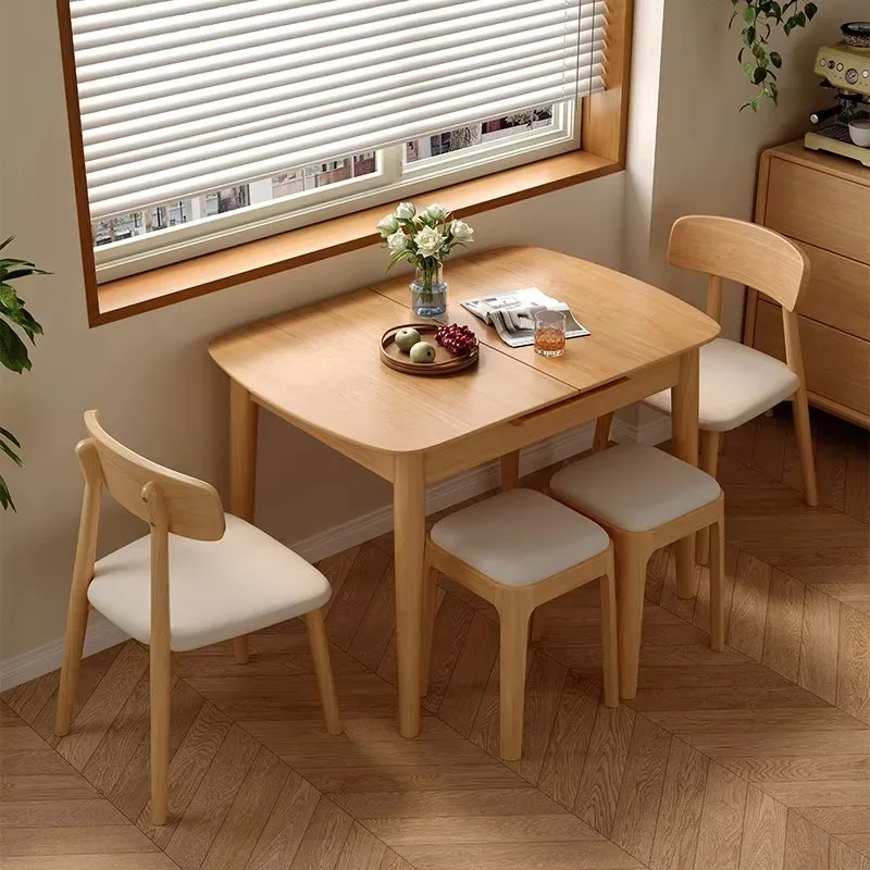 Luxury Simple Multi-functional Modern Small Wooden Dining Table Extendable Folding Dining Table For Apartment Dinning Room