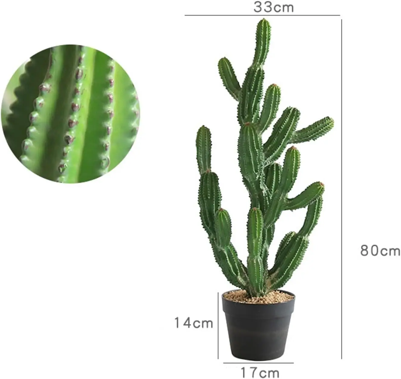 32 Inch Artificial Cactus Plant with Planter Faux Desert Cacti Fake Cactus Fake Floor Plant In Pot For Home Garden Supplies