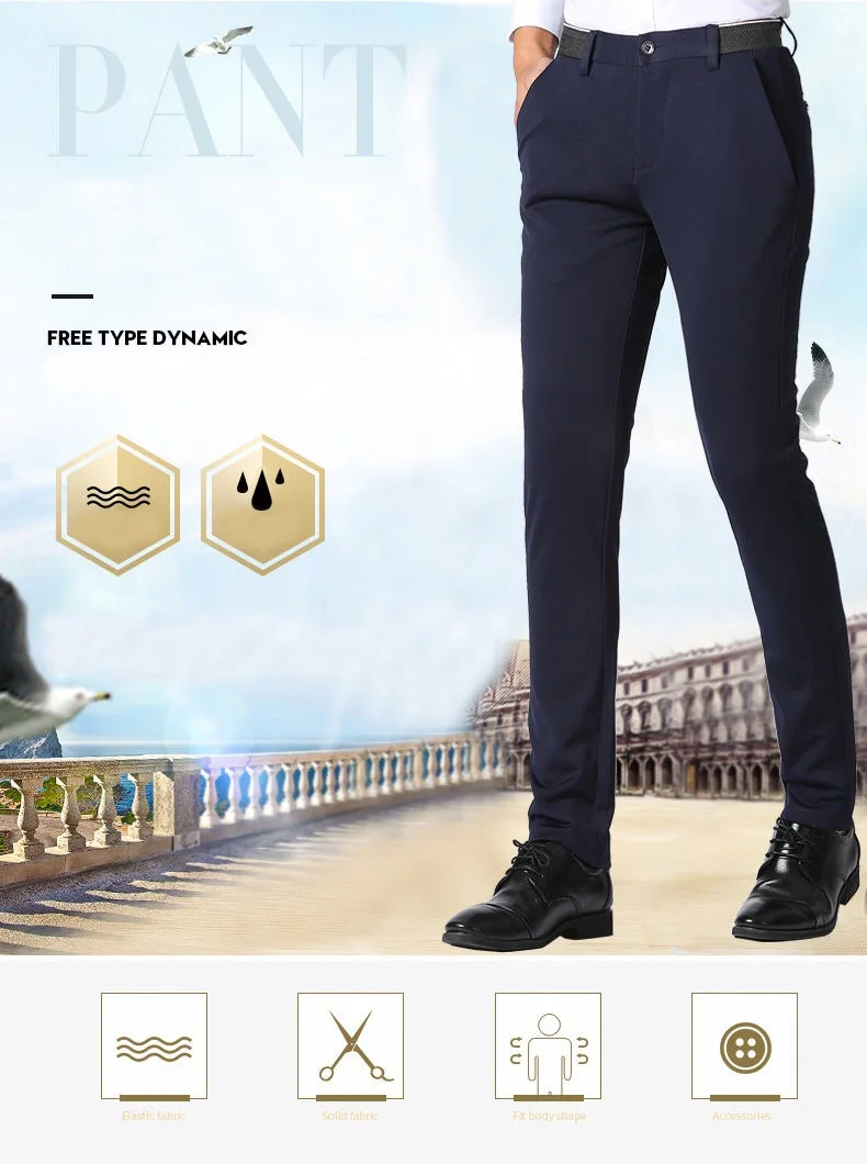 Männer Sommer Mode Business Casual Lange Hosen Anzug Hosen Männliche Elastische Gerade Formale Hosen Plus Große Größe 28-40 – Detail 4