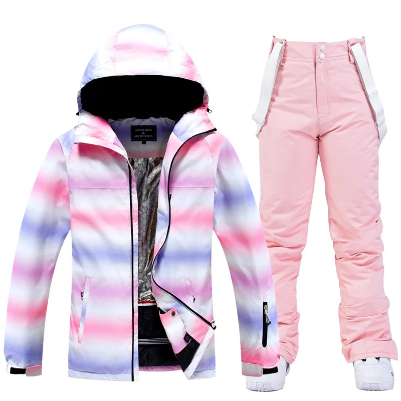 New Colorful Women Ski Suit Winter Super Warm Snowsuit Costumes Windproof Waterproof Snowboarding Skiing Jackets Female