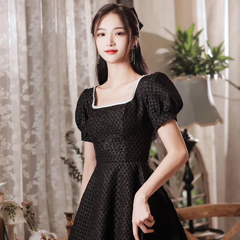 DongCMY Black Cocktail Dress Dress Light Luxury Niche High-end Banquet Temperament Short Party Dress